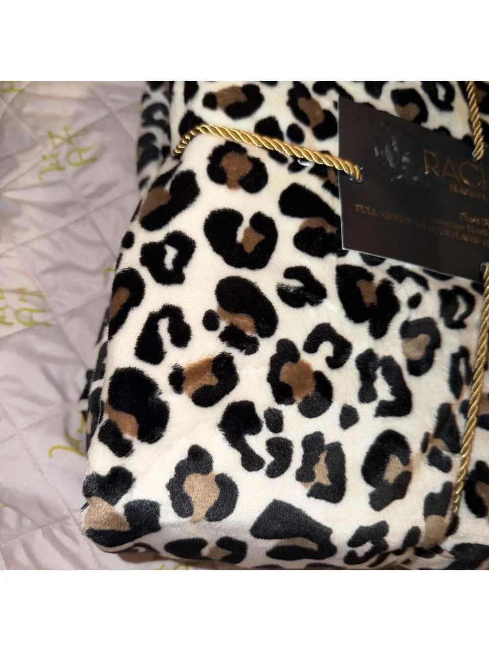 Rachel Roy Luxe Soft Plush Leopard Print Heavy Blanket Full/Queen 90x90 Soft